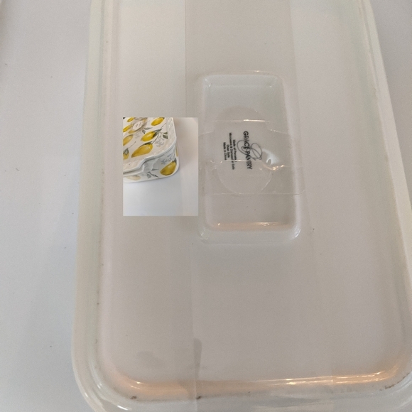 Lemon Print Porcelain 3 in 1  Covered Casserole Lidded Baker Dish New - Picture 8 of 8